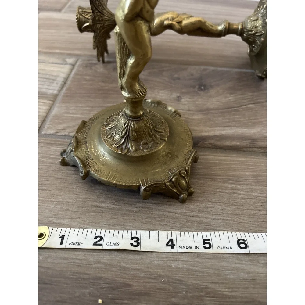 Pair of GORGEOUS‎ Vintage Cherub Candlesticks, Brass 10